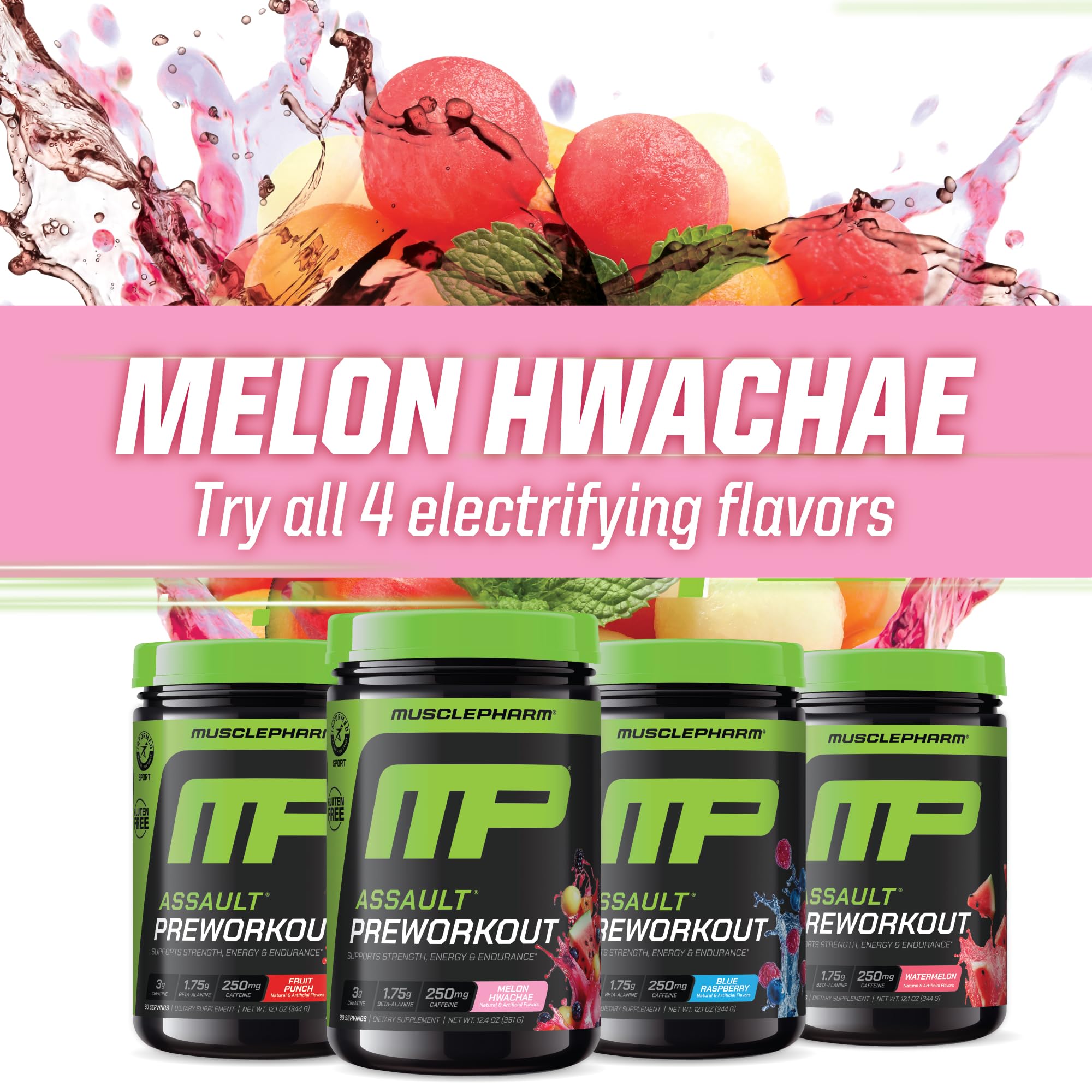 MusclePharm Assault powder-closeup reveals fine texture and color