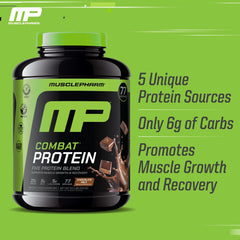 MusclePharm Combat Protein Powder shaker bottle ready for a quick shake.