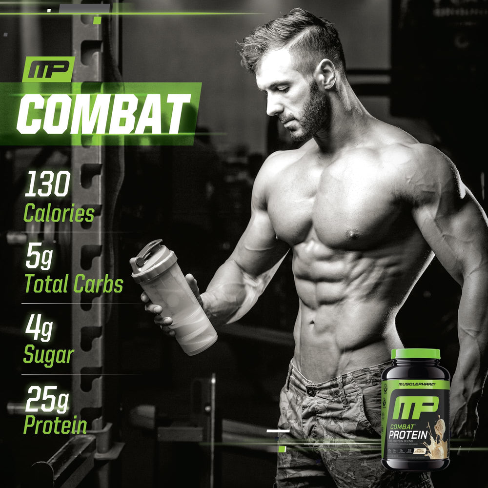 MusclePharm Combat Protein Powder ingredients panel promotes diverse amino acid profile