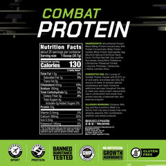 MusclePharm Combat Protein Powder shake in glass demonstrates versatile pre- or post-workout fueling