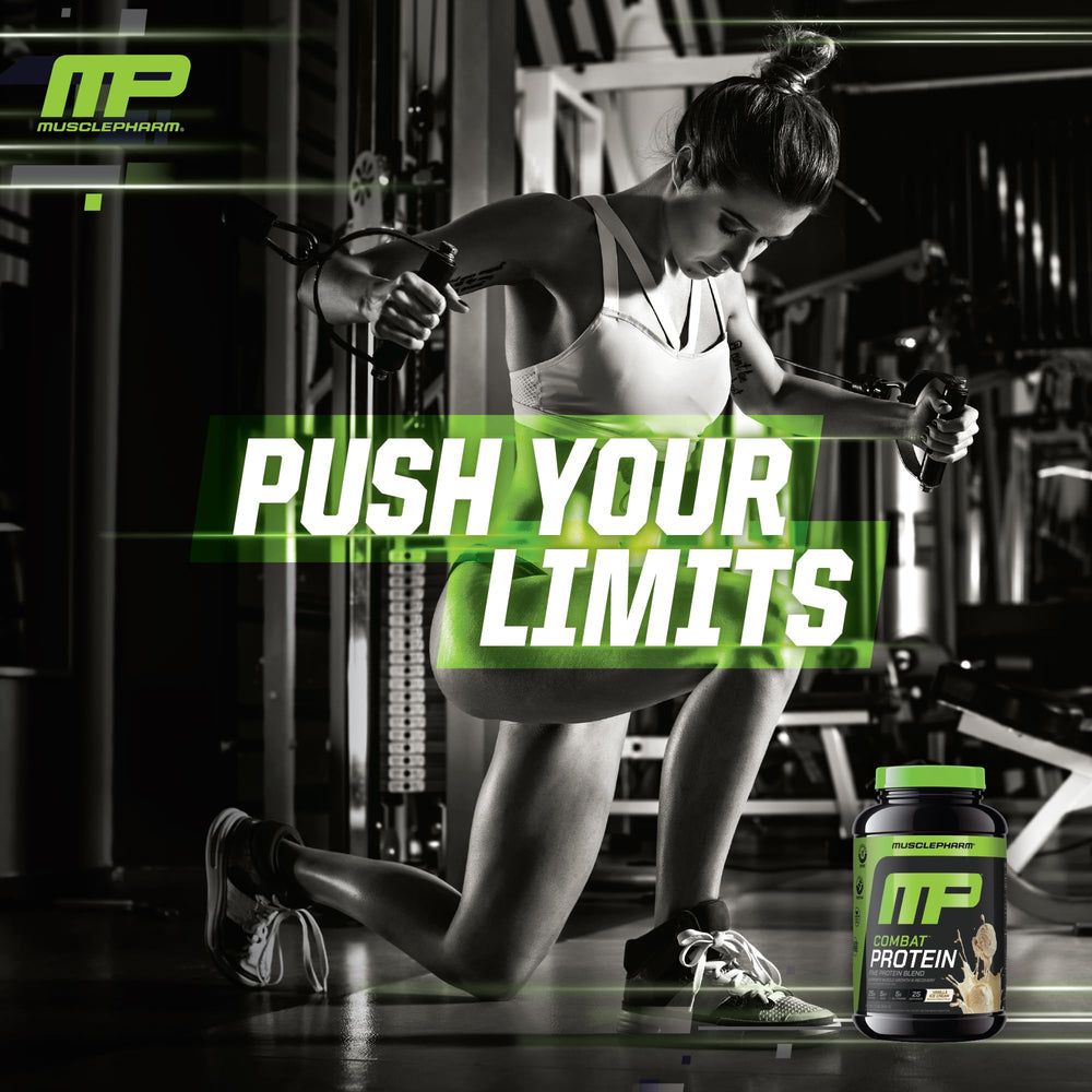 MusclePharm Combat Protein Powder shaker highlights easy mixability for quick shakes
