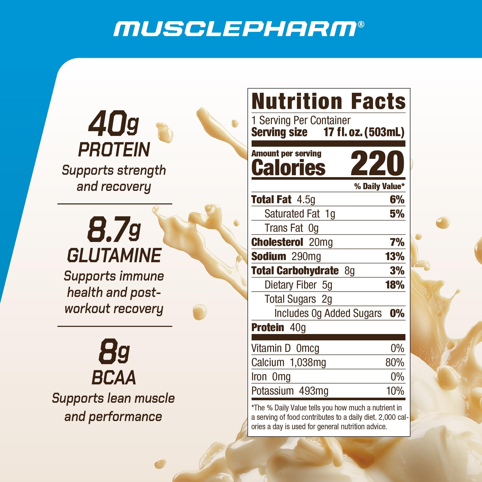 MusclePharm Combat Ready 40g protein label highlights strong fueling