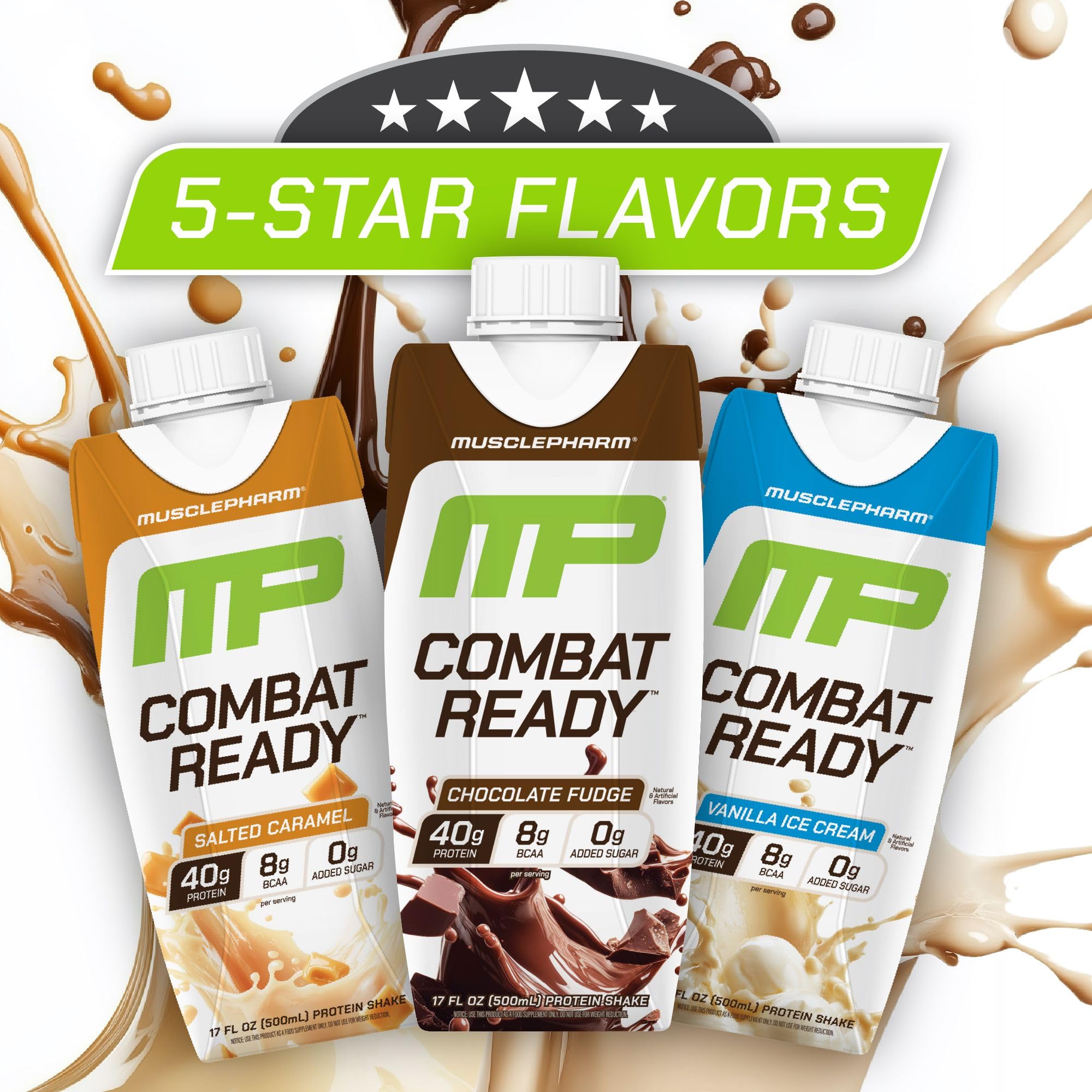 MusclePharm Combat Ready glass with shake suggests creamy texture