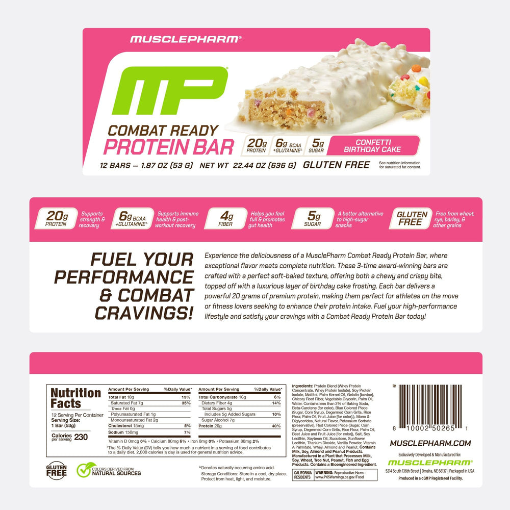 MusclePharm Combat Ready bar in athlete hands signals on-the-go fueling
