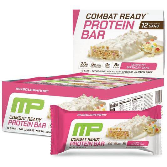 MusclePharm Combat Ready packaging highlights a high-protein workout snack