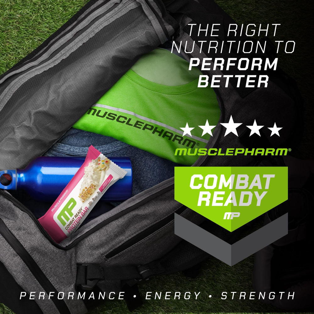 MusclePharm Combat Ready wrapper emphasizes gluten-free formula