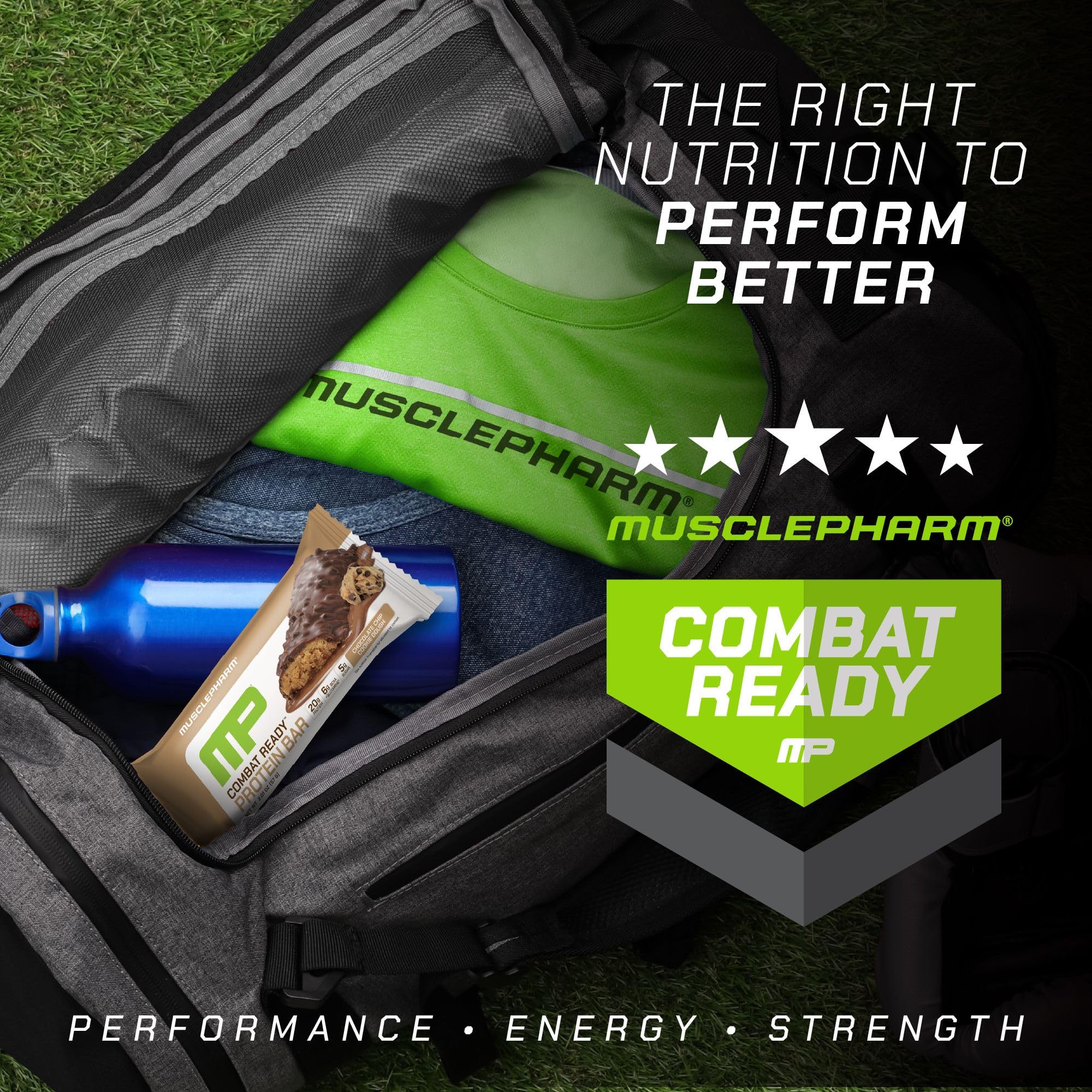 MusclePharm Combat Sport Bar gluten free label, suitable for gluten-sensitive athletes.