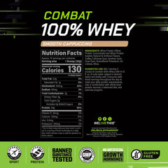Pour of MusclePharm Combat Whey Cappuccino ready for a post-workout shake