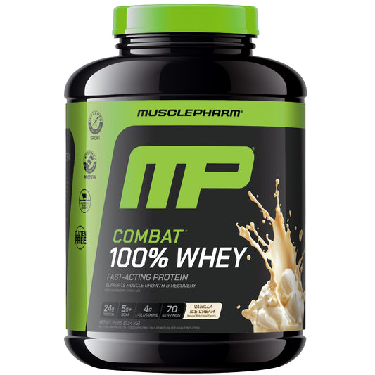 MusclePharm Combat vanilla container supports convenient daily recovery fueling.