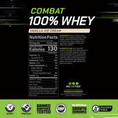 MusclePharm Combat vanilla scoop demonstrates measured servings.