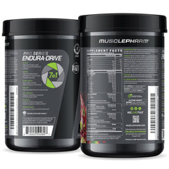 MusclePharm Endura-Drive label details suggested use before training for peak performance.