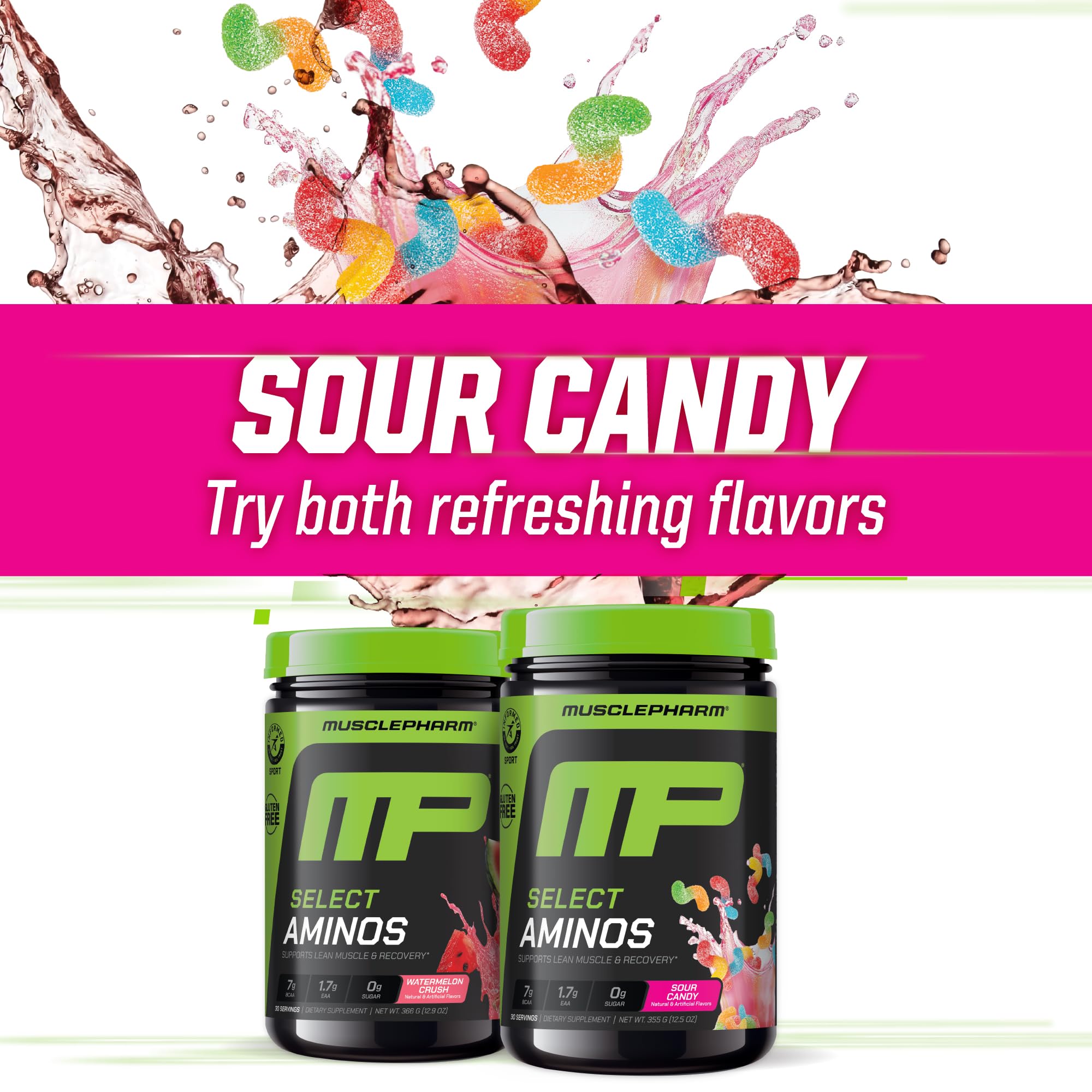 MusclePharm Select Amino powder dissolving in water in a shaker