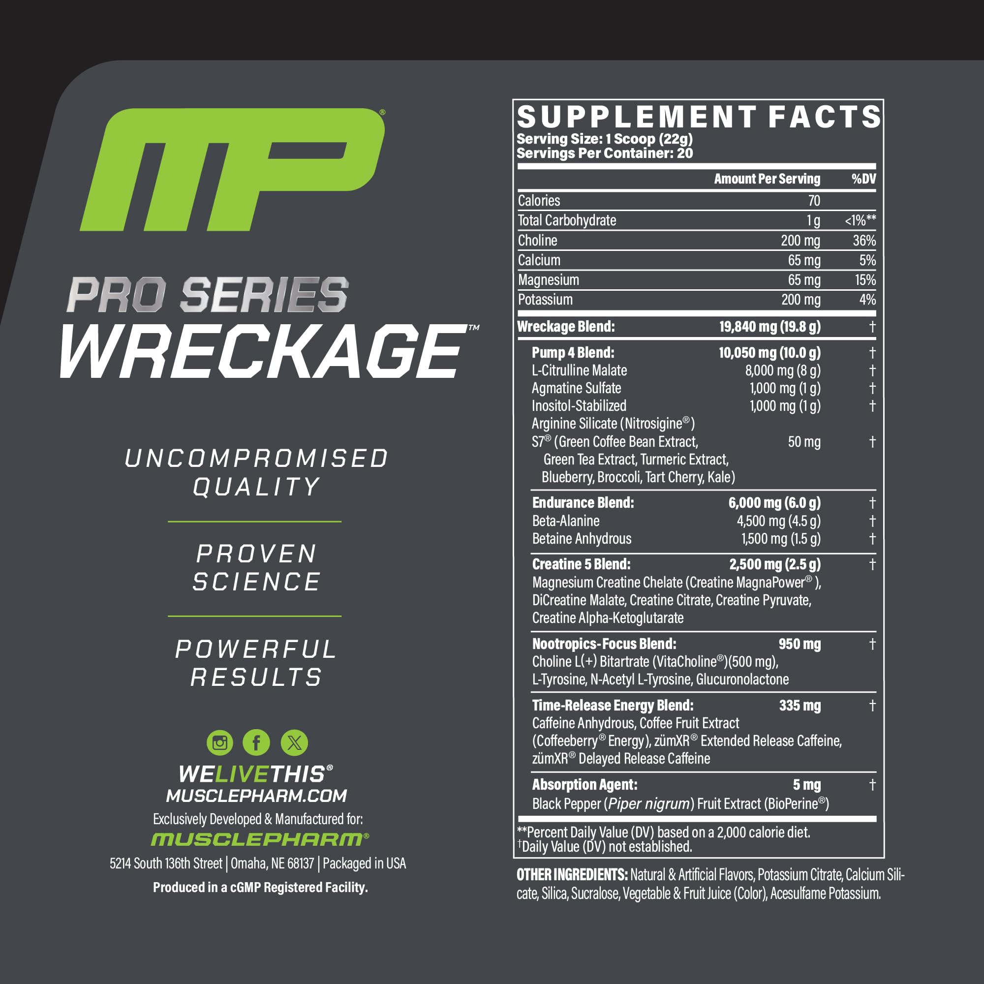 MusclePharm WRECKAGE Cherry Slush scoop dissolving in cold water