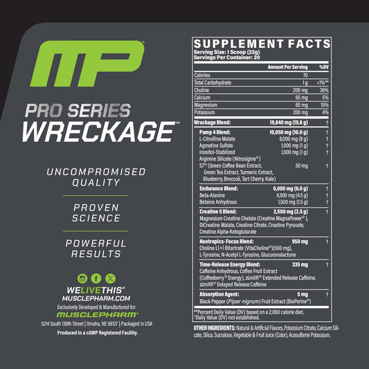 MusclePharm WRECKAGE Cherry Slush scoop dissolving in cold water