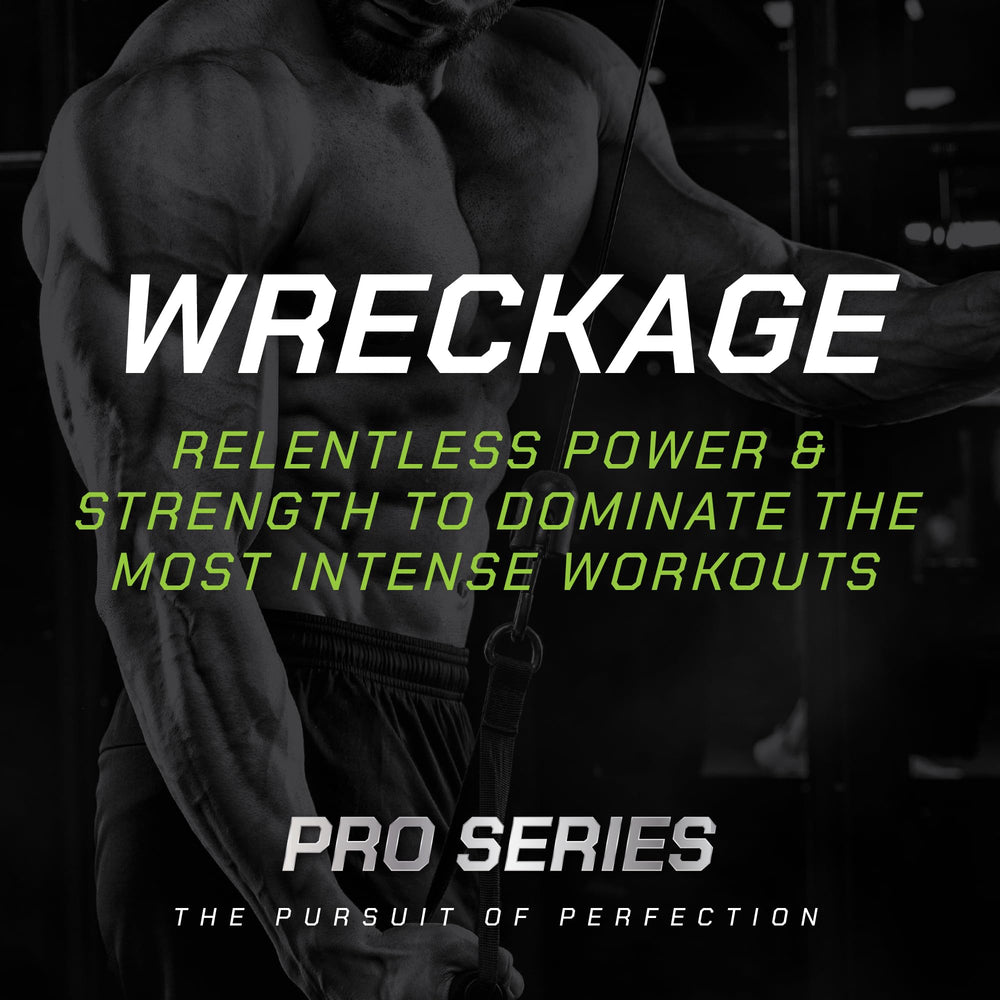 Pouring MusclePharm WRECKAGE into a shaker bottle mid-workout