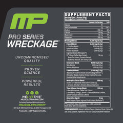 MusclePharm Wreckage pre-workout scoop dispensing for precise pre-training dosing
