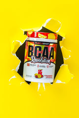 Musclesport BCAA Revolution label-closeup highlights 10:1:1 BCAA ratio