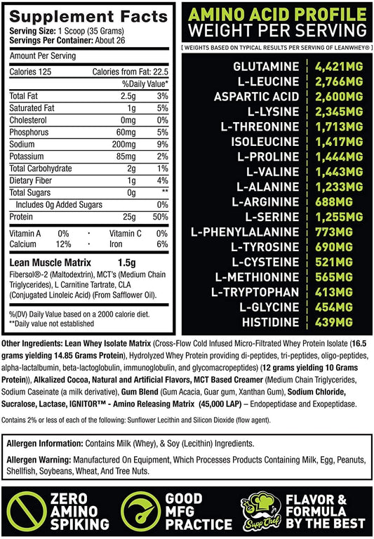 Scoop of Lean Whey Revolution powder ready for a quick, high-protein shake.