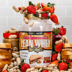 MuscleSport Lean Whey Revolution label close-up with hydrolyzed whey and isolate ingredients