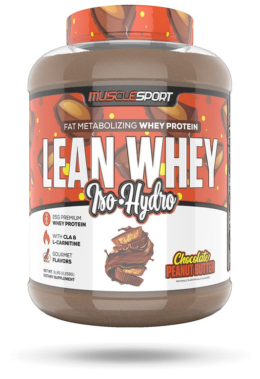 MuscleSport Lean Whey Revolution powder jar for a high-protein post-workout shake that supports recovery.