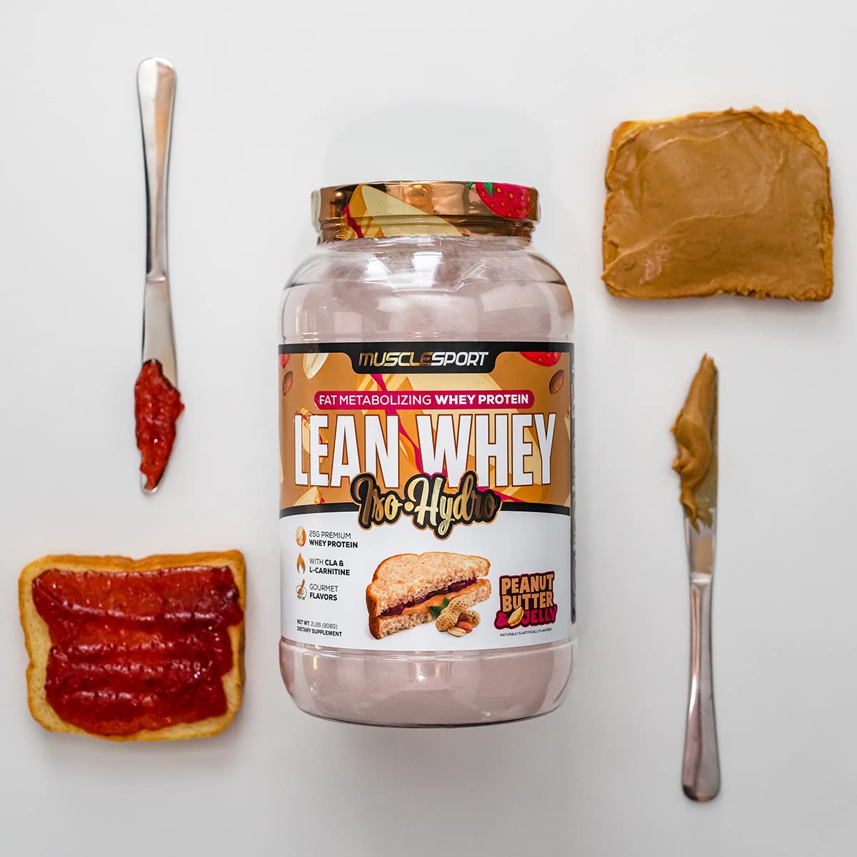 MuscleSport Lean Whey Revolution shake glass demonstrating quick mixability and smooth texture
