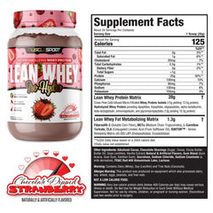 Musclesport Lean Whey Revolution tub label highlights clean protein profile.