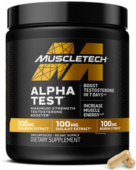 MuscleTech AlphaTest bottle front view for gym energy.