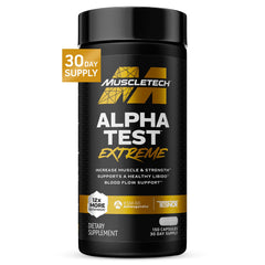 MuscleTech AlphaTest Extreme bottle ready for enhanced training endurance.