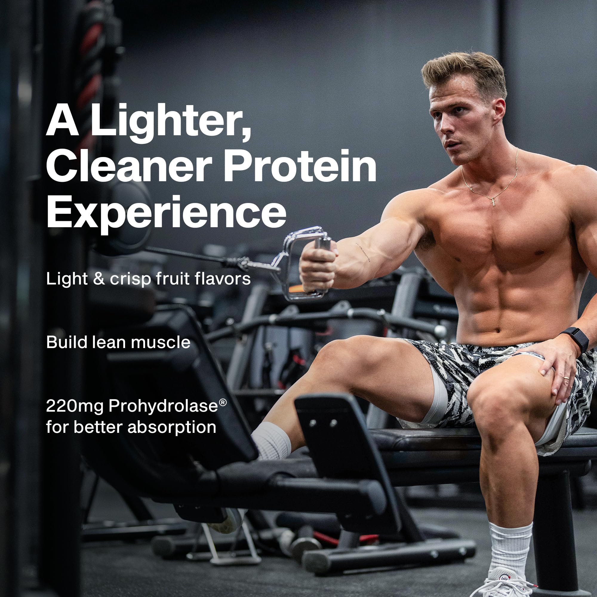 MuscleTech Clear Whey Lemon Berry Blizzard mixed in a shaker for post-workout boost.
