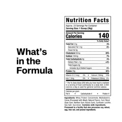 Nutrition label focus: 20 g protein and 4.3 g BCAAs per scoop.