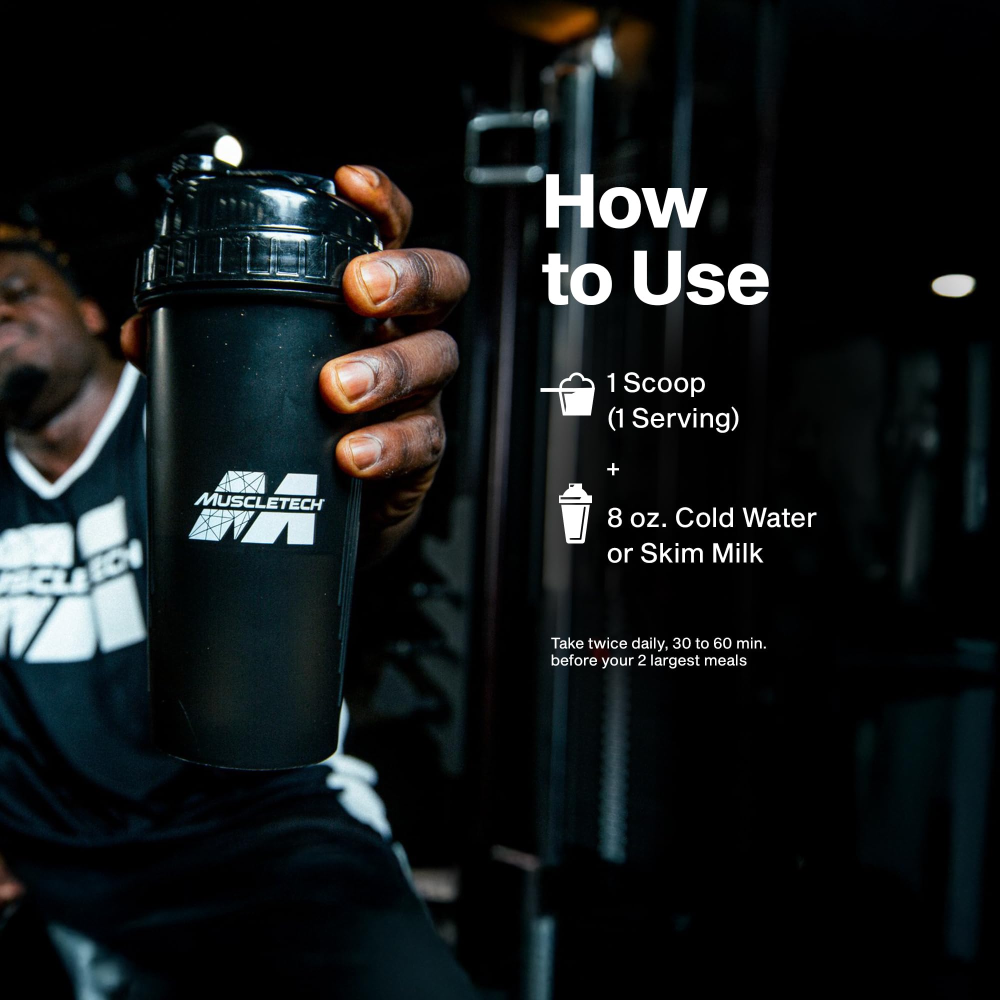 Nitro-Tech Ripped shake demonstrates lean muscle support after training.