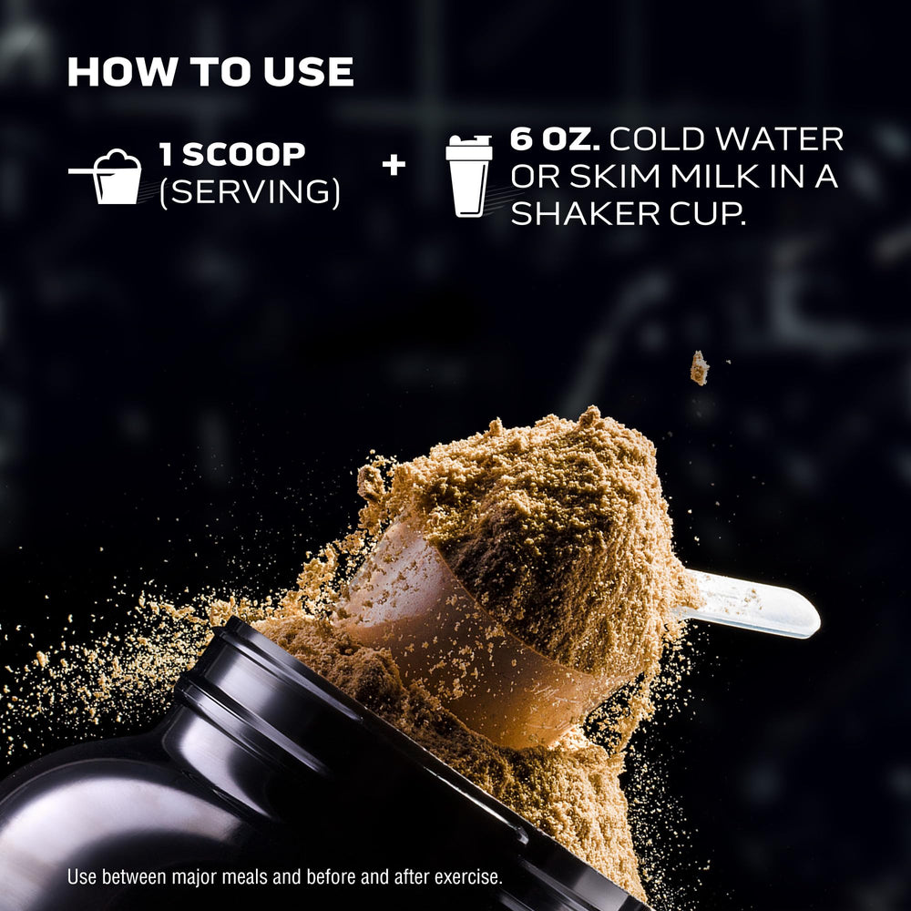 MuscleTech Nitro-Tech Whey Gold shake glass illustrates convenient post-workout recovery.