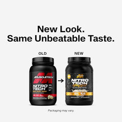 MuscleTech Nitro-Tech Whey Gold Vanilla Cream scoop for convenient post-workout protein.