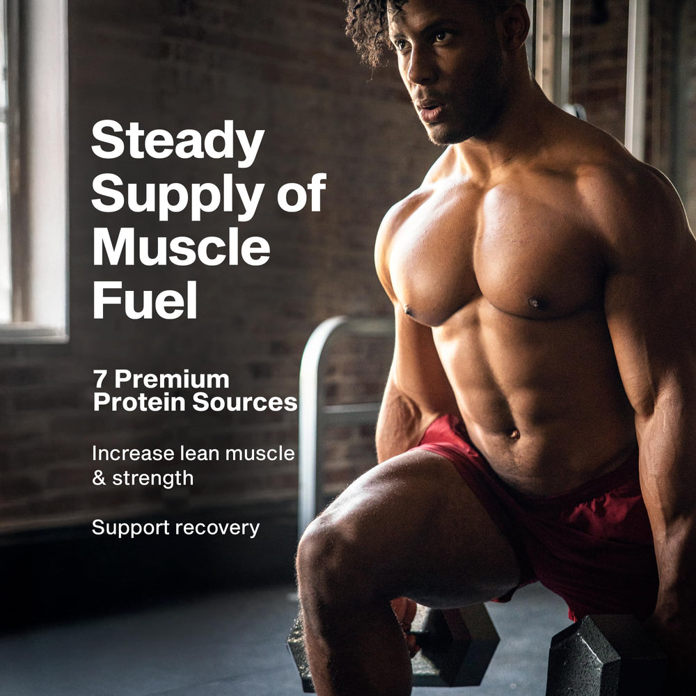MuscleTech Platinum 8-Hour Protein ingredients label highlights diverse protein sources