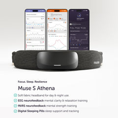 Muse S Athena in meditation mode guides focus and relaxation.