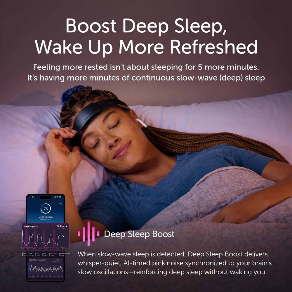 Muse S Athena sensors on the forehead capture brain data for focus and calm.
