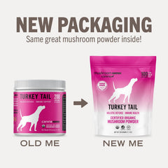 California-made Turkey Tail powder from Mushroom Matrix in a 200 g jar for long-term use.