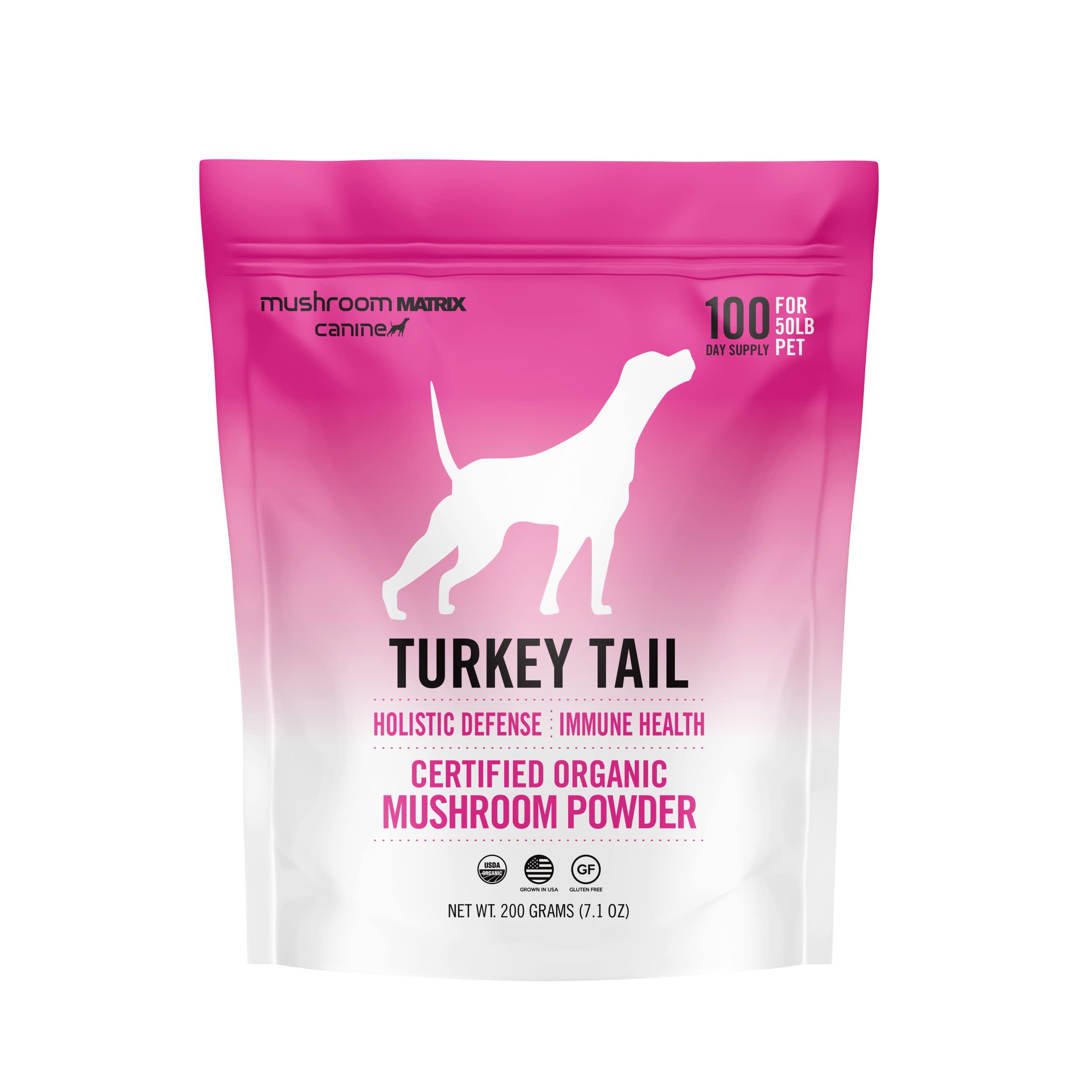 Mushroom Matrix Turkey Tail powder for dogs and cats supports immune health when added to meals.