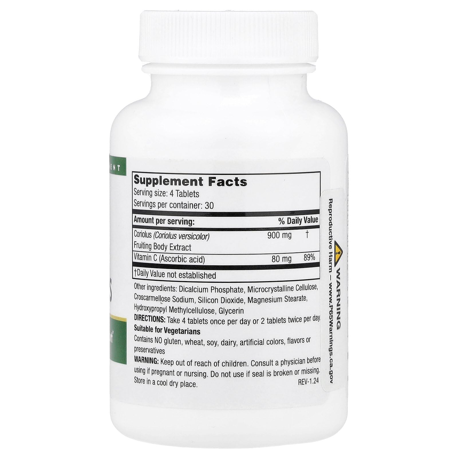 Mushroom Wisdom Super Coriolus capsules in a bottle, ready for daily immune care.