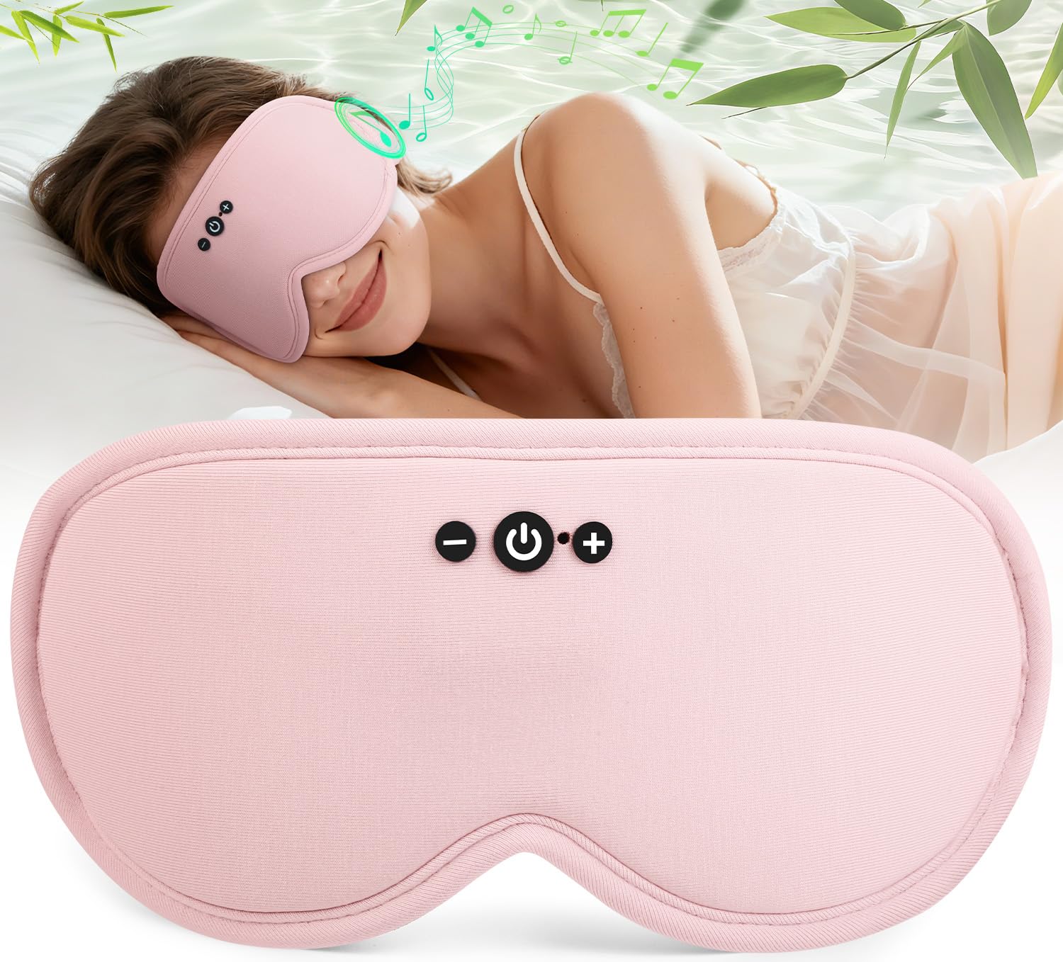MUSICOZY Bamboo 3D sleep mask side view for full blackout and comfort