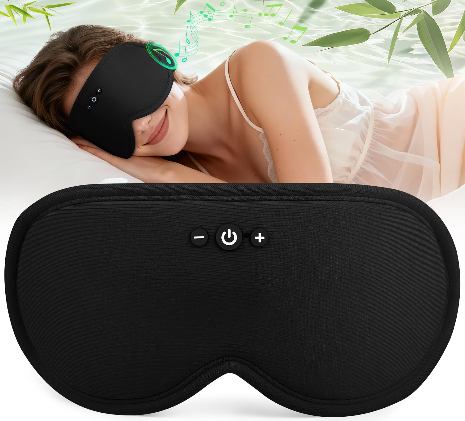 MUSICOZY bamboo-3D sleep mask with breathable fabric for cool comfort