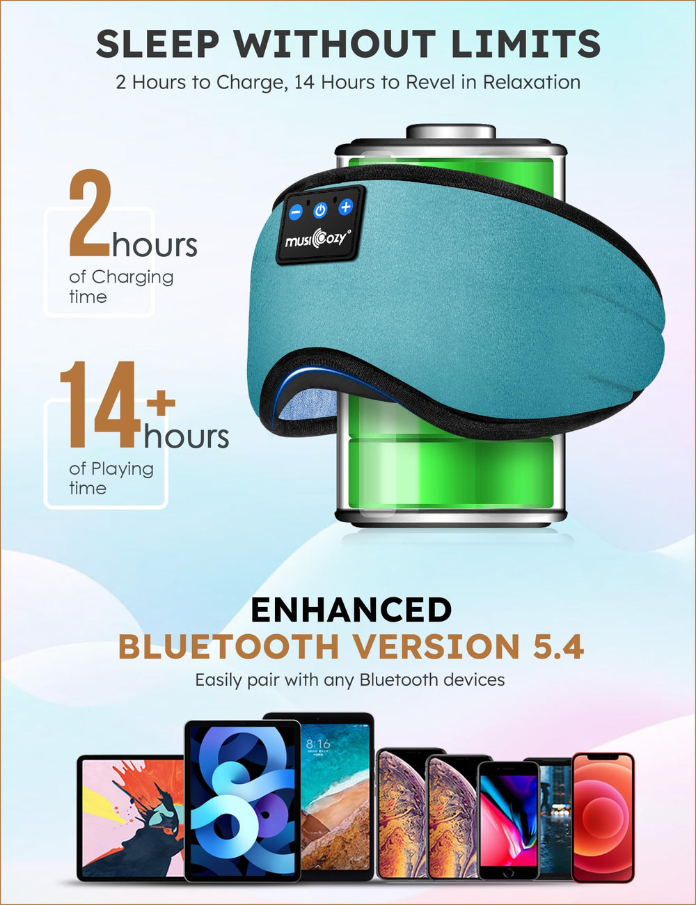 Musicozy Bluetooth 5.4 connection facilitates easy wireless pairing
