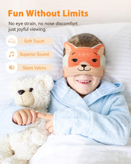 MUSICOZY bluetooth headband eye mask on a plane for relaxed kids.