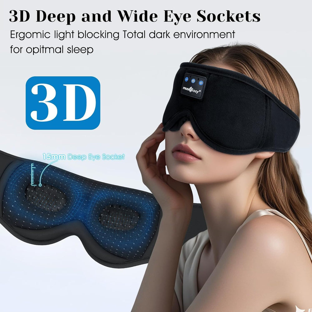 Musicozy Sleep Headphones 3D ergonomic design reduces pressure for comfortable all-night wear