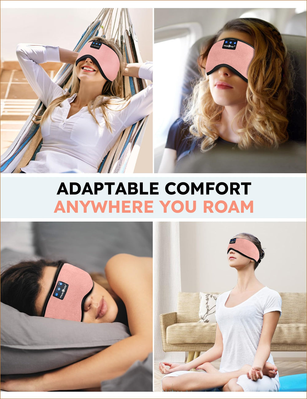 MUSICOZY Sleep Headphones with Bluetooth 5.4 for quick pairing and high fidelity sound.