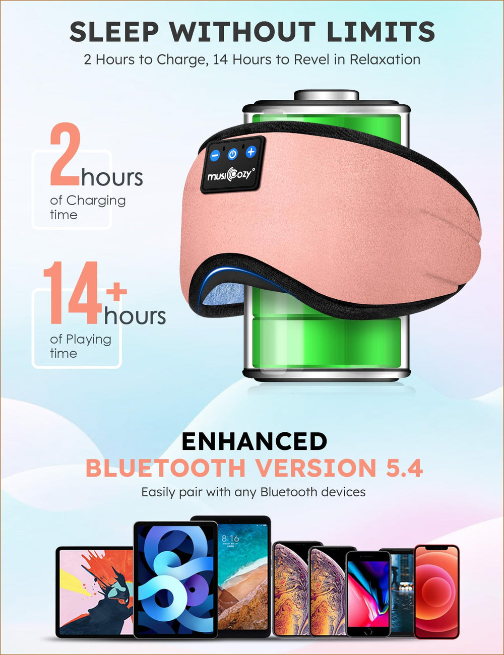 MUSICOZY sleep mask headphones used by a side sleeper for quiet relaxation.