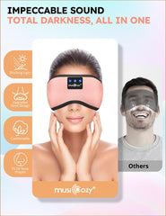 MUSICOZY travel-ready design blocks light on flights, ideal for plane comfort.