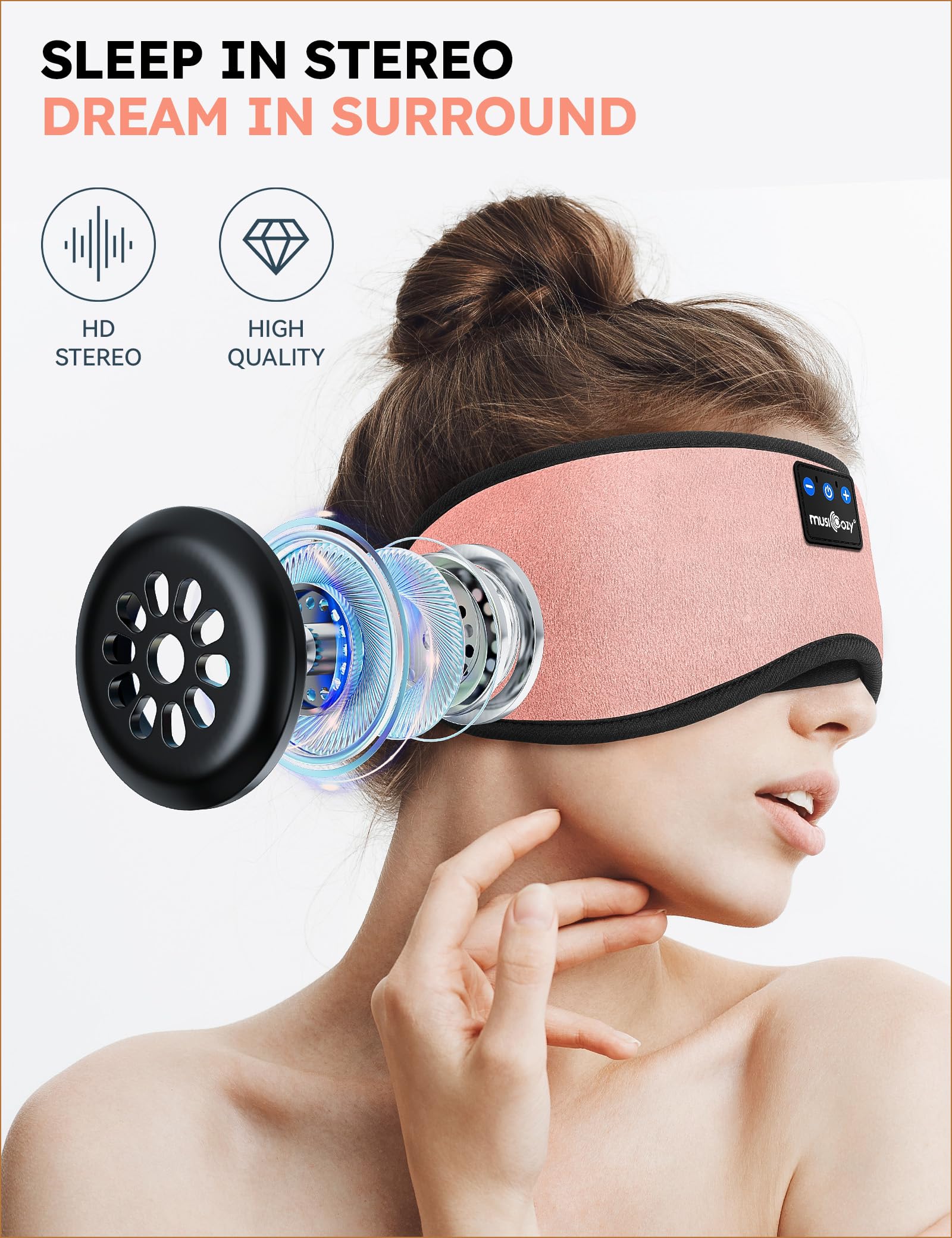 MUSICOZY Sleep Headphones charging via USB-C for long battery life.