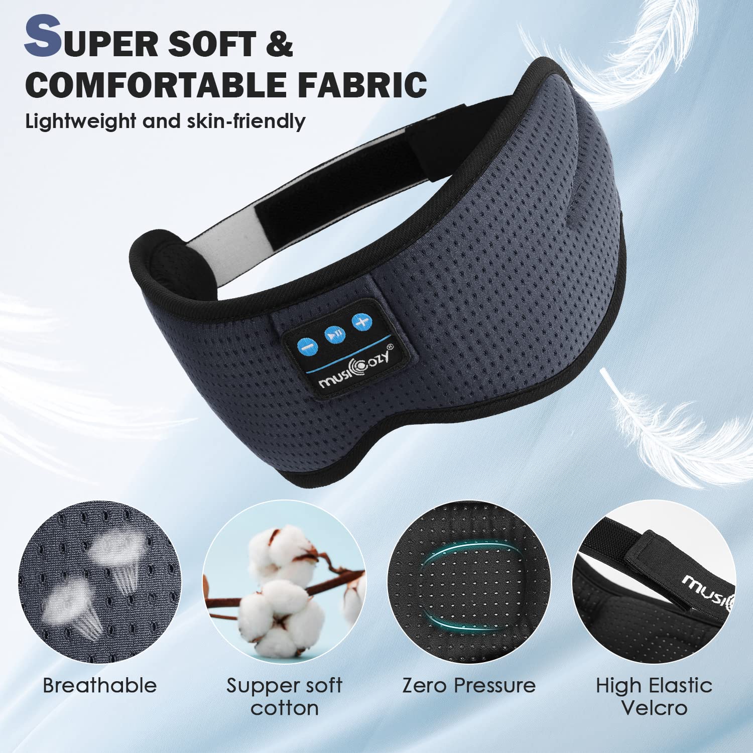 MUSICOZY Sleep Headphones washable earphones for hygienic cleaning.