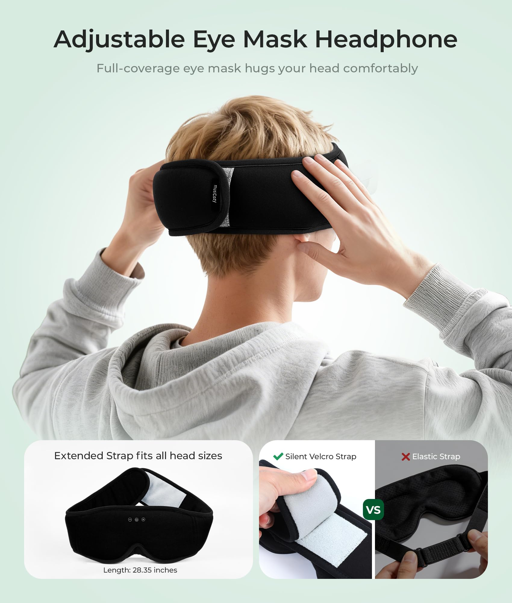 Musicozy Sleep Mask Headphones offer 14+ hours of playback on a quick charge